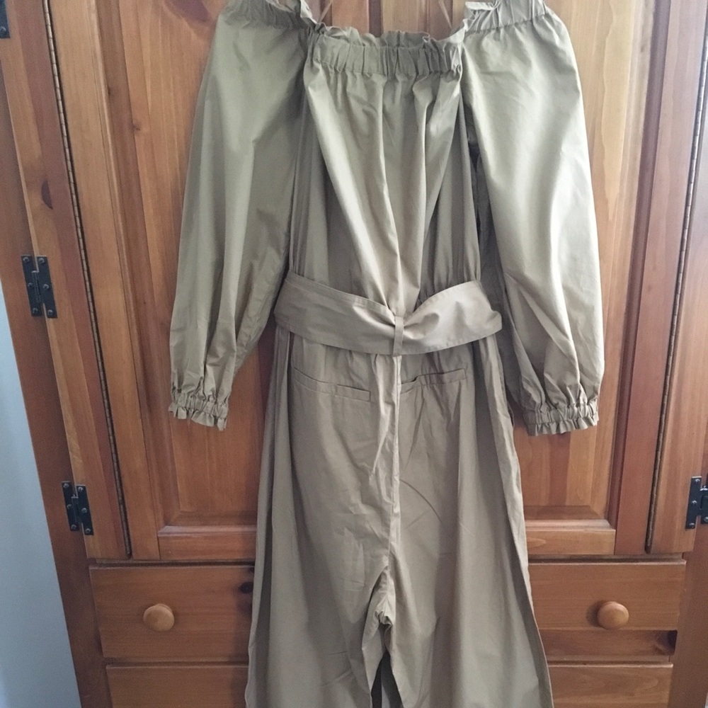 J CREW Black Label Brown Off-Shoulder Jumpsuit 4 - Picture 4 of 6